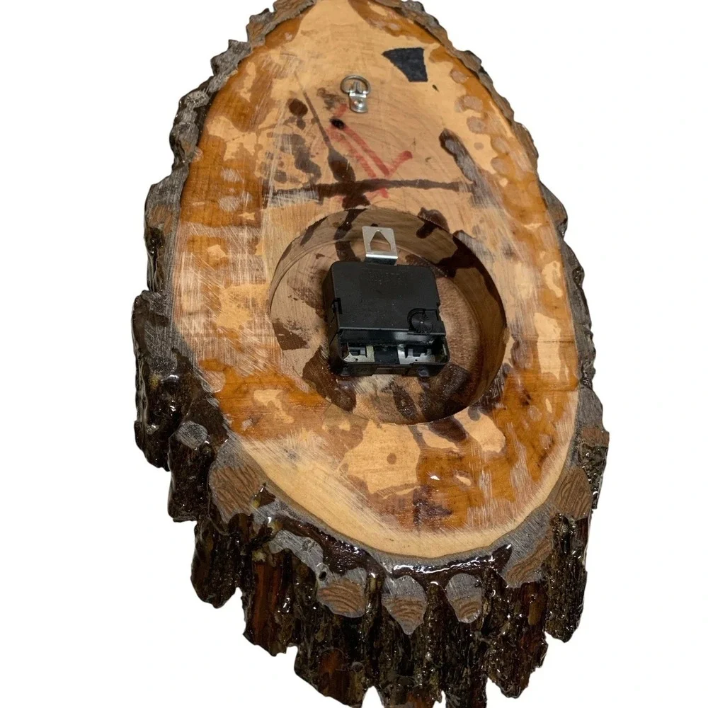 Vintage Ozark Supply Co Handmade Live Edge Wood Slab Wall Clock Rustic MCM 16
